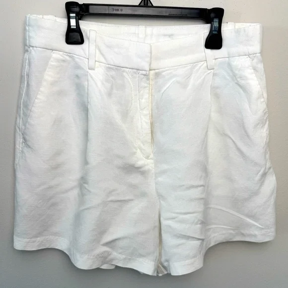 H&M LINEN-BLEND WHITE SHORTS SIZE 8 - Picture 3 of 6